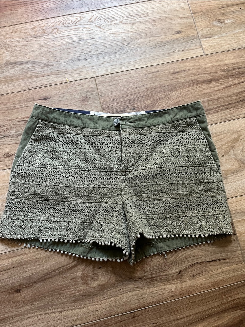 Olive Crochet Trim Women’s Shorts - Daughters of the Liberation